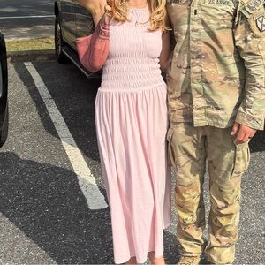 Pink Smocked Maxi Dress